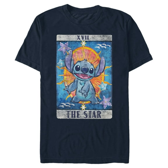 Men's Lilo & Stitch Star Tarot Card Graphic Tee Navy Blue X Large