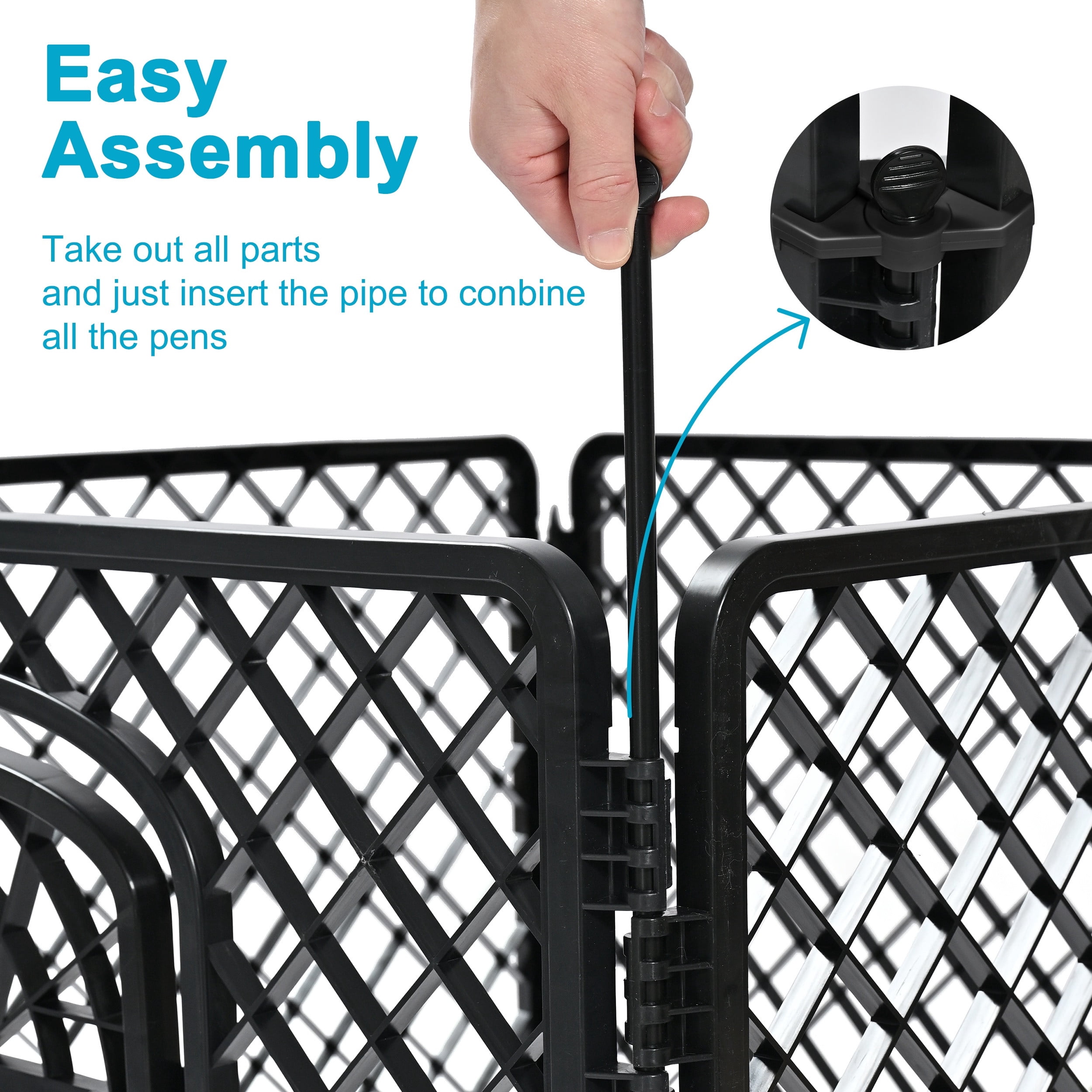 Vibrant Life 4-Panel Plastic Playpen for Dogs, Black, 24"
