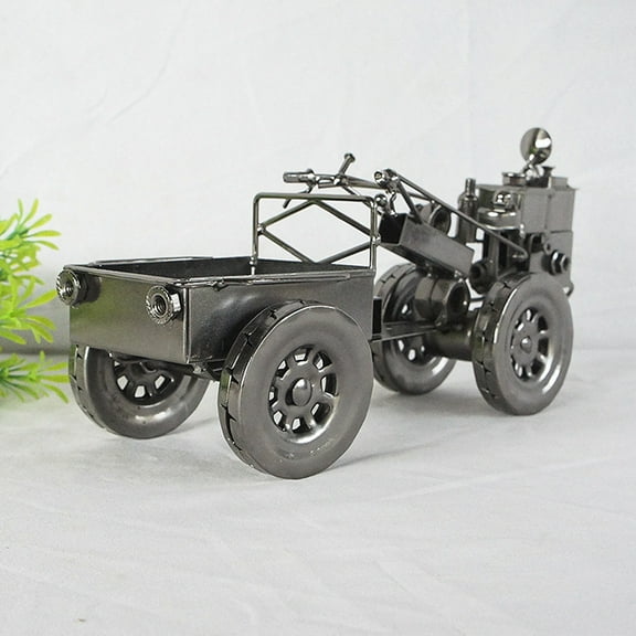 MLINS Vintage Metal Tractor Model for Home Decor with Realistic Design and Rustic Iron Texture Black