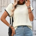 thumbnail image 6 of Women's Ribbed Sweater Crew Neck Short Sleeve Loose Fit Knit Pullover Tops 2026 Spring Summer Trendy Casual Clothes, 6 of 7