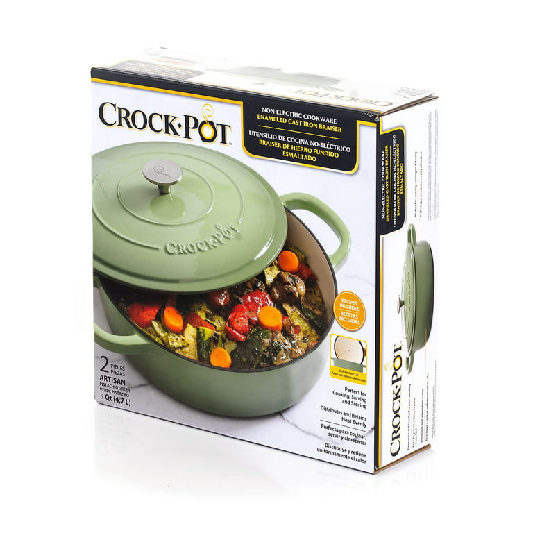 Crock-pot Artisan 2-Piece Enameled Cast Iron Dutch Oven, 3 Quarts, Pistachio Green
