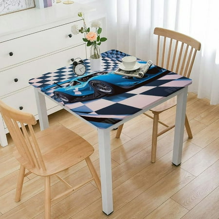 FACANNAP Race Car Square Tablecloth Set 100% Polyester Fiber - Dining Table Protection 46*46