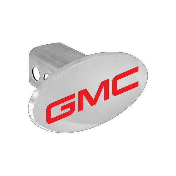 GMC Red Block Letters Emblem Metal Trailer Hitch Cover Plug