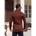 thumbnail image 3 of JWD Men Zip Mock Neck Ribbed Long Sleeve Shirts Stretch Fitted Knit Pullover Brown 2XL, 3 of 7