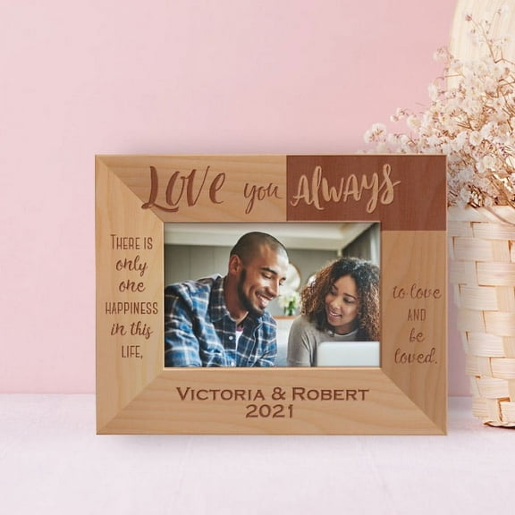 Love You Always Personalized Wooden Frame-5" x 3 1/2" Brown Horizontal
