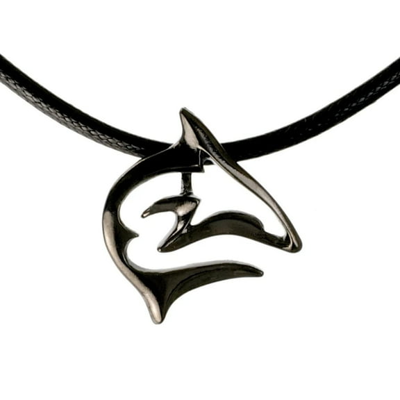 "Frenzy" Reef Shark Ocean Theme Sea LIfe Pewter Pendant Necklace Hematite Finish