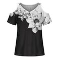 thumbnail image 4 of Fesfesfes Womens Fashion Women Summer T- Shirt Cold Shoulder Pullover Blouse V-Neck Short Sleeve Printed Tops Womens Tops 4(S), 4 of 4