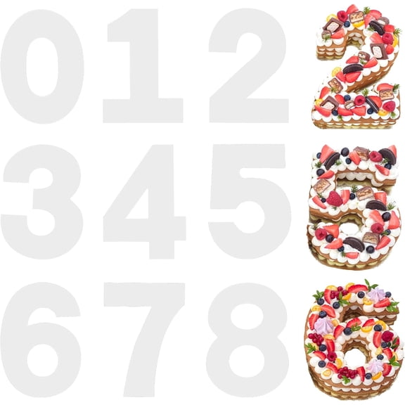 12 Inch Large Size Number Cake Mold Baking Forms Moulds, 9 Pieces 0-8 Cake Number Stencils Flat Plastic Templates Cake Cutting Number Mold Numerical Stencils for DIY Numbers Cakes Cookies Pastry