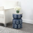 thumbnail image 6 of JONATHAN Y Kiri 18" Modern Bohemian Arrow Pattern Drum Indoor/Outdoor Garden Stool, Navy/White, 6 of 10