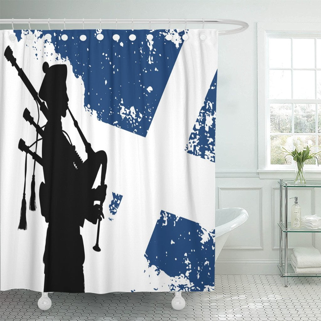 PKNMT Blue Bagpipe Silhouette of Bagpiper Scottish Flag Scotland Man ...