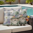 thumbnail image 4 of Rustic Gnome Outdoor Waterproof Pillow Covers, Spring Flowers Butterfly Purple Check Decorative Square Throw Pillowcase Sofa Cushion Sham for Patio/Couch/Chair, 16"x16" 2 Pack, 4 of 8