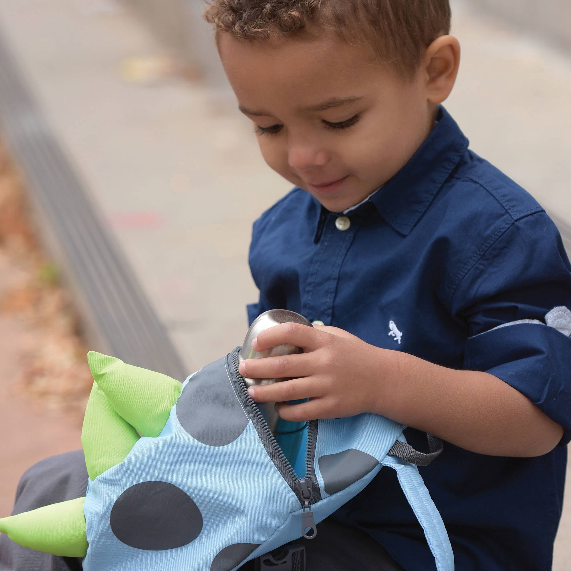 On the Goldbug Toddler Child Safety Security Harness and Monster Backpack, Blue