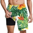 thumbnail image 1 of Beach Board Shorts With Tropical Print Layer Design For Summer Swimwear And Wear Men'S Beach Apparel, 1 of 5