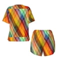 thumbnail image 5 of Lsque Abstract Watercolors Tartan Women's Short-Sleeved Pajama Set - 2 Piece Soft and Lightweight Sleepwear Set-Large, 5 of 9