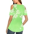 thumbnail image 3 of Summer Tops Womens Tunic Top Short Sleeve Cold Shoulder V Neck Loose Fit Casual T Shirts Blouse Green 2XL, 3 of 5