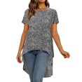thumbnail image 1 of T-Shirt à Manches Courtes Col Rond Imprimé Floral à Pois pour Femmes, 1 of 6
