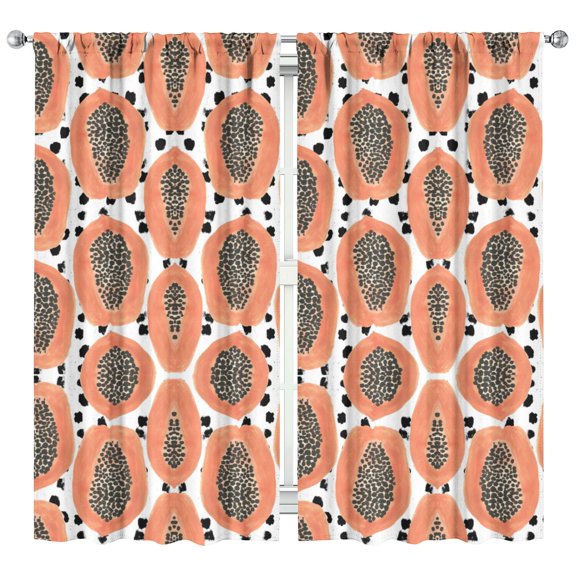 Boys Girls Kids Nursery Curtains Orange Papaya Print Pattern Window Drapes for Living Room Bedroom Playroom Decor Rod Pocket 42x84Inch 2 Panels
