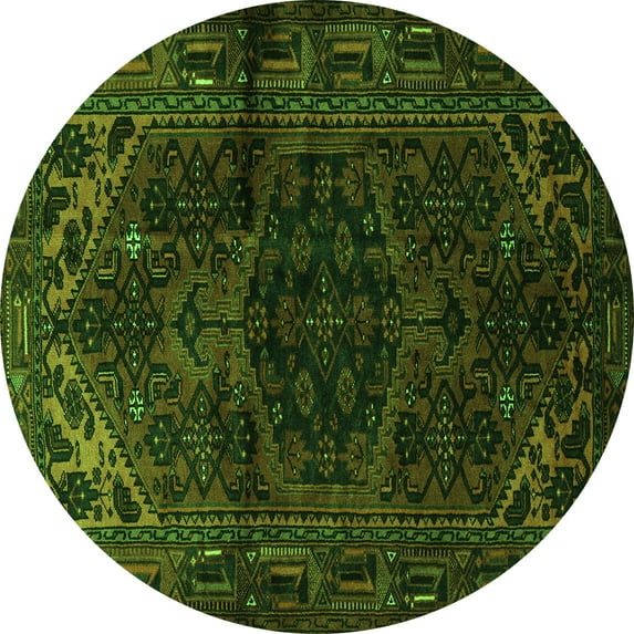 Ahgly Company Indoor Round Persian Green Traditional Area Rugs, 3' Round