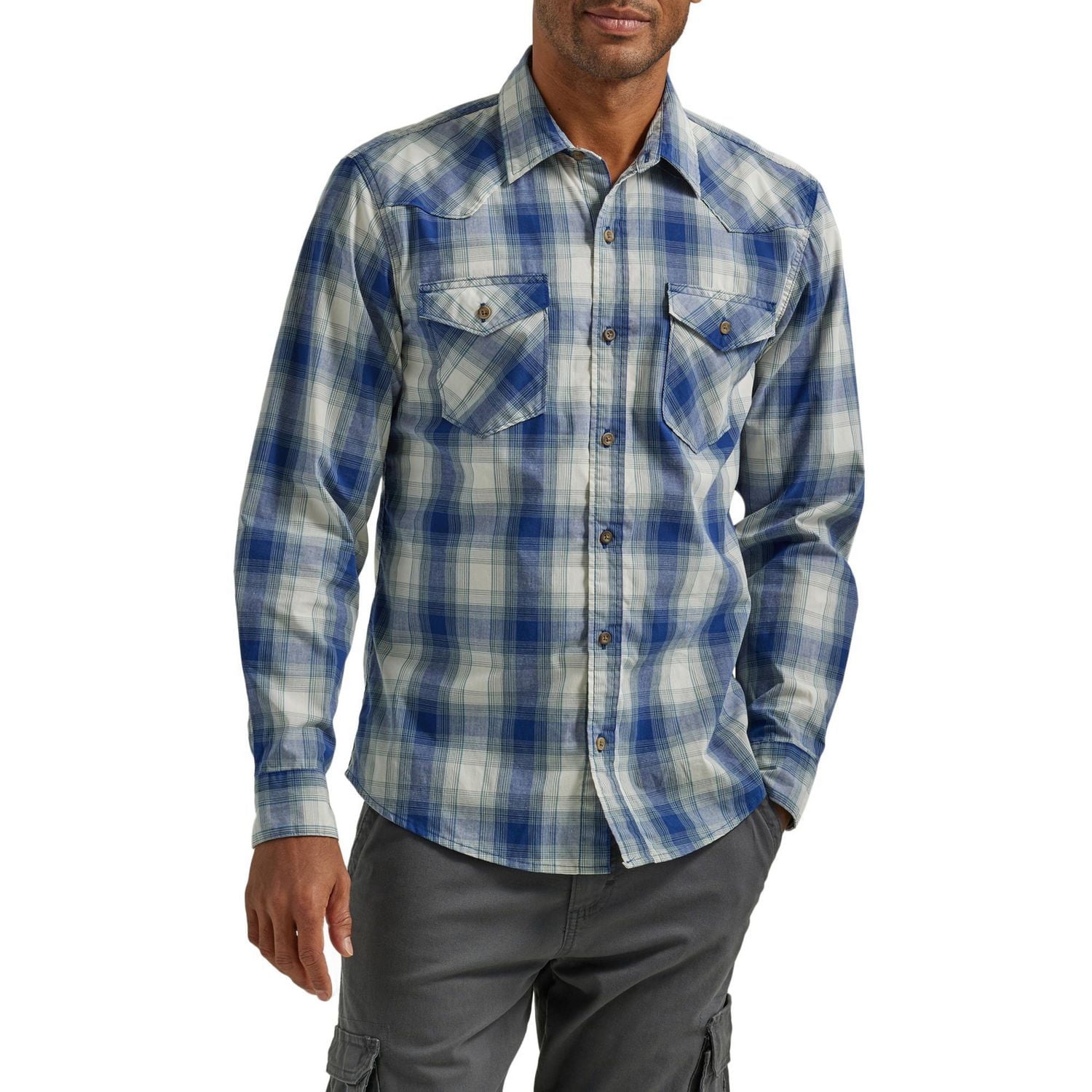 Wrangler Long Sleeve Cowboy Plaid Shirt