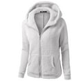 thumbnail image 2 of Plush Hooded Tops For Women Winter Fleece Zip Up Jacket Coat Warm Solid Plus Size Long Sleeve Outwear With Pockets, 2 of 7