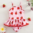 thumbnail image 5 of Lullu Girls Strawberry Print Ruffle One-Piece Swimsuit Cute UPF 50+ Bathing Suit, 5 of 7