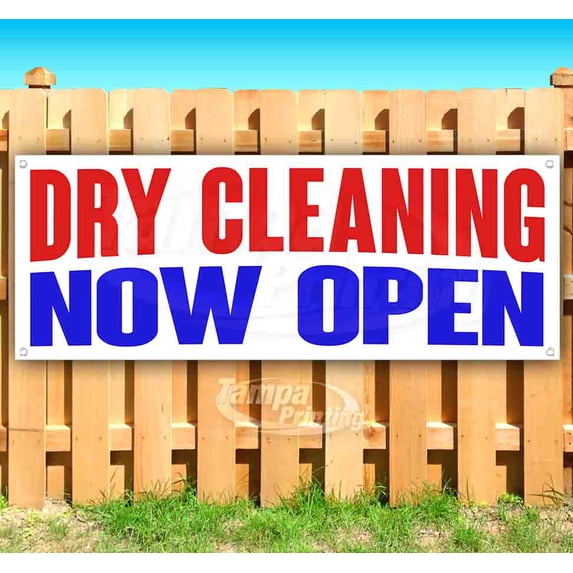 Dry Cleaning Now Open 13 oz Vinyl Banner With Metal Grommets