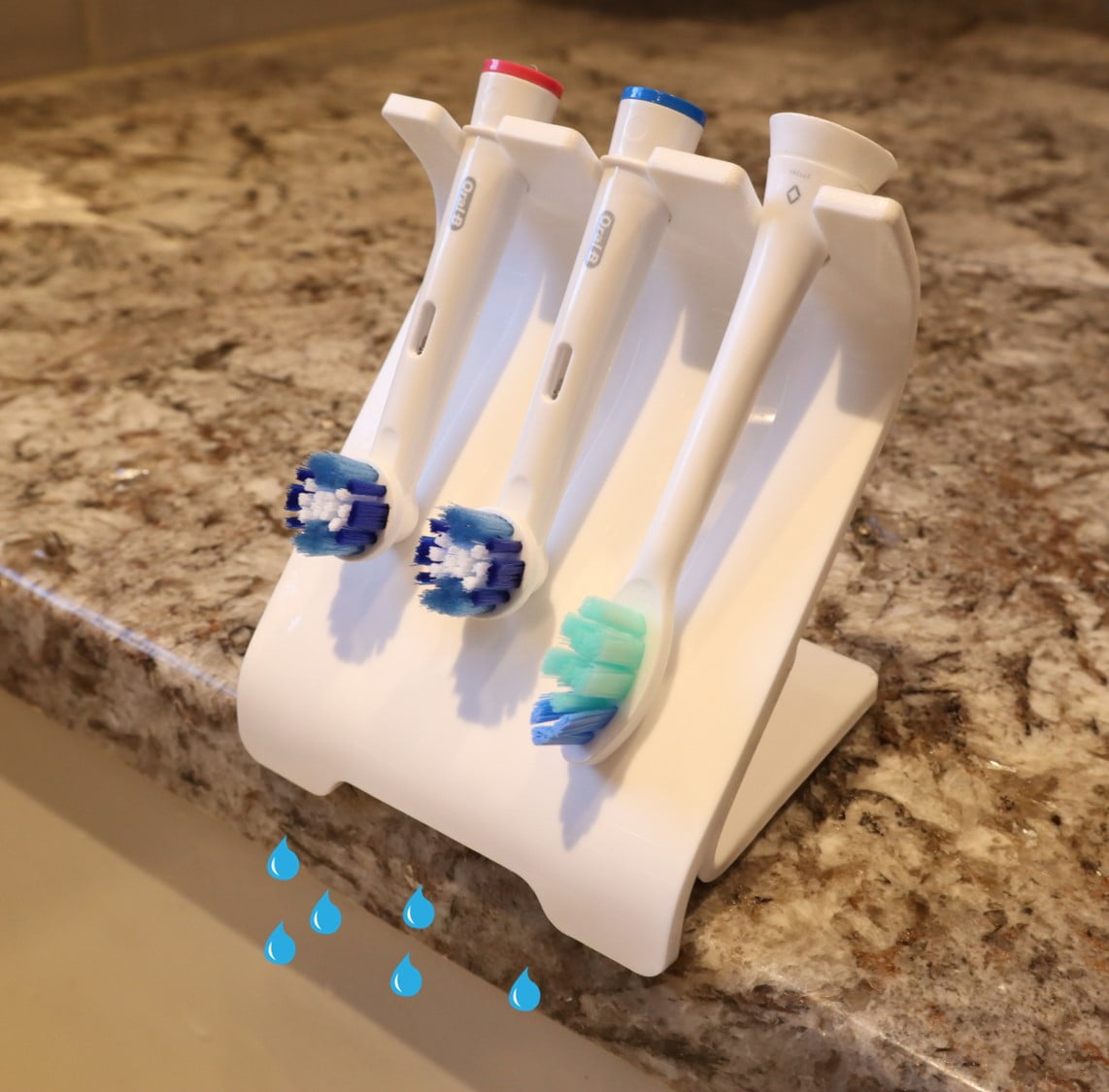Toothbrush Holder for Electric Toothbrush Heads, Self Draining White