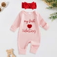 thumbnail image 2 of Zanarzt Newborn Clothes Newborn Baby Girl Spring Outfits Clothes Knit Jumpsuit Ruffle Romper with Headband Newborn Baby Girl Red,Newborn, 2 of 8