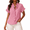Red, variant on Dpjklzsn Women's Plaid Ruffle V-Neck Shirt, Short Sleeve Button Casual Blouse