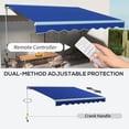 thumbnail image 4 of Miekor Furniture 13' x 10' Electric Awning with LED Lights, Retractable Awning, UV40& Sun Shade Shelter with Remote Controller and Crank Handle for Deck, Balcony, Yard, Blue 0427, 4 of 10