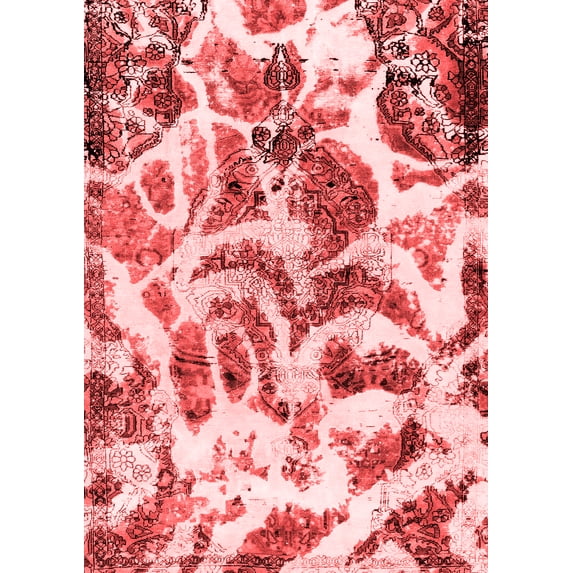 Ahgly Company Machine Washable Indoor Rectangle Abstract Red Modern Area Rugs, 2' x 5'