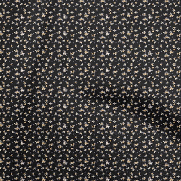 oneOone Polyester Spandex Black Fabric Floral Dress Material Fabric Print Fabric By The Yard 56 Inch Wide