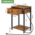 thumbnail image 7 of Oumilen Adult Nightstand End Table with Charging Station, USB Ports, Drawer and Storage Shelf, Rustic Brown, 7 of 7