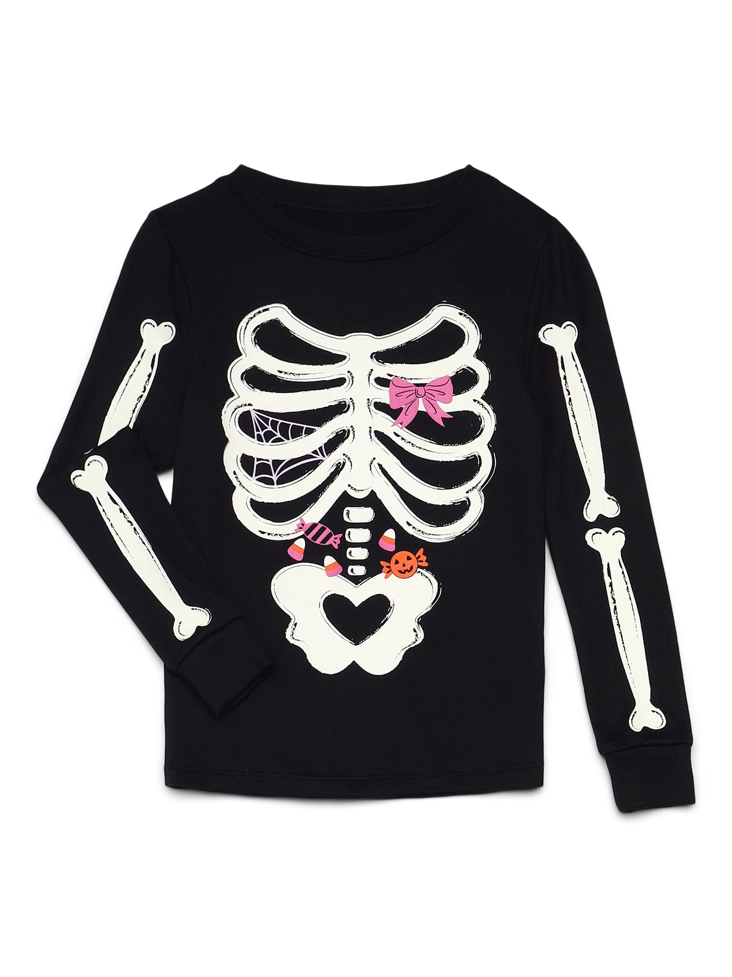 Way to Celebrate Girls Halloween Long Sleeve Top and Pants Tight Fit Pajama Set, 2-Piece, Sizes 4-10