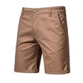thumbnail image 1 of Daqian Big Mens Shorts Clearance Men Casual Solid Zip-fly Straight-leg Knee Length Button Mid Waist Cargo Pants Clearance Mens Shorts Brown 8(L), 1 of 3