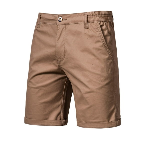 Daqian Big Mens Shorts Clearance Men Casual Solid Zip-fly Straight-leg Knee Length Button Mid Waist Cargo Pants Clearance Mens Shorts Brown 8(L)