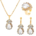 thumbnail image 1 of SIfdSeng Water Drop Jewelry Set Fashion Colorful Water Diamond Necklace Earrings Ring Set Bridal Jewelry, 1 of 8
