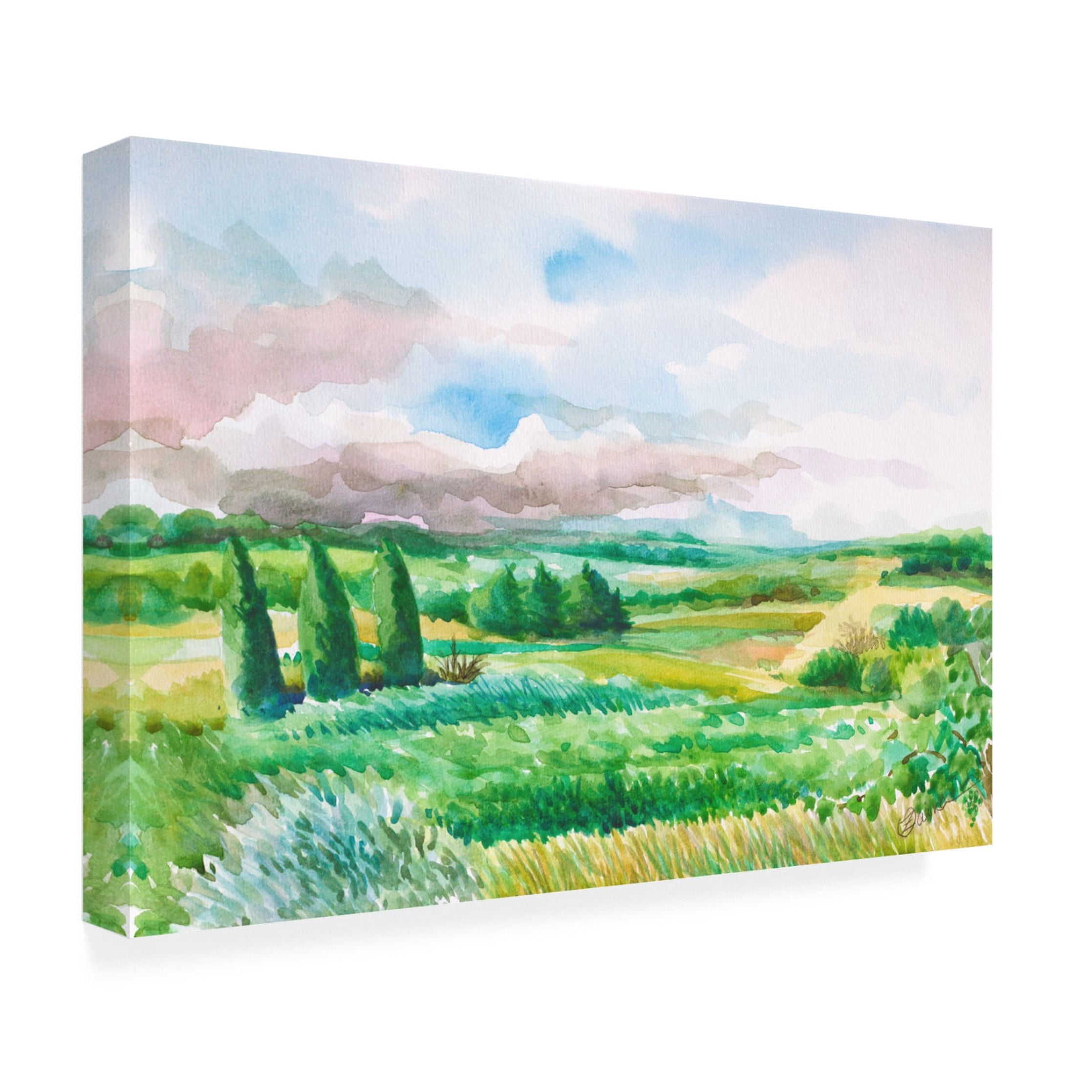 Canvas Wall Art - Oxana Zaika 'Vineyards France Occitanie' Wall Art for Living Room, Bedroom, or Office Décor by Trademark Fine Art - 32 x 22 Inches