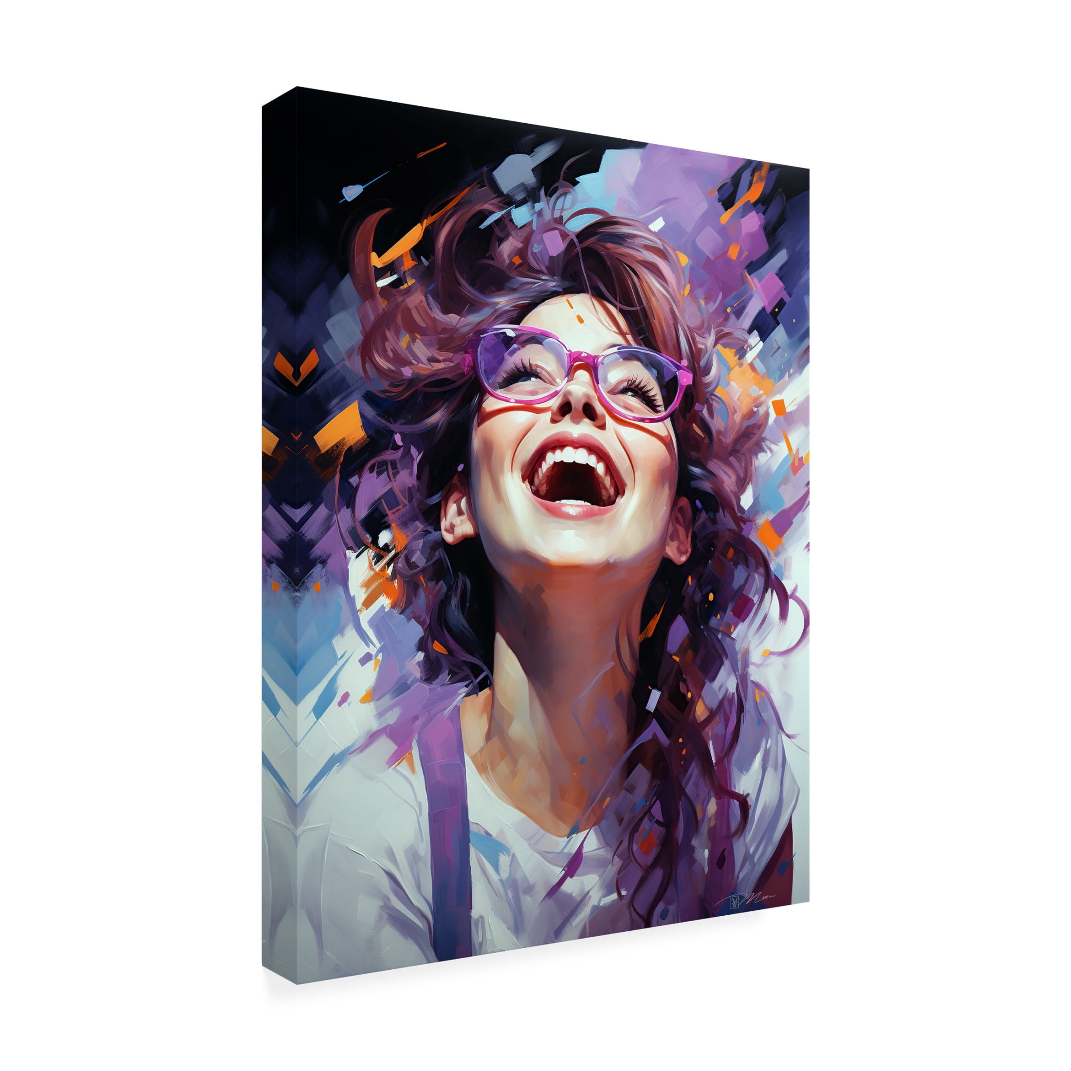 Canvas Wall Art - Momart 'Happy Purple 2' Wall Art for Living Room, Bedroom, or Office Décor by Trademark Fine Art - 24 x 32 Inches