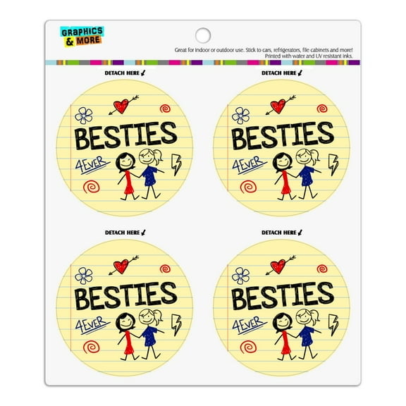 Besties Best Friends Refrigerator Fridge Locker Vinyl Circle Magnet Set