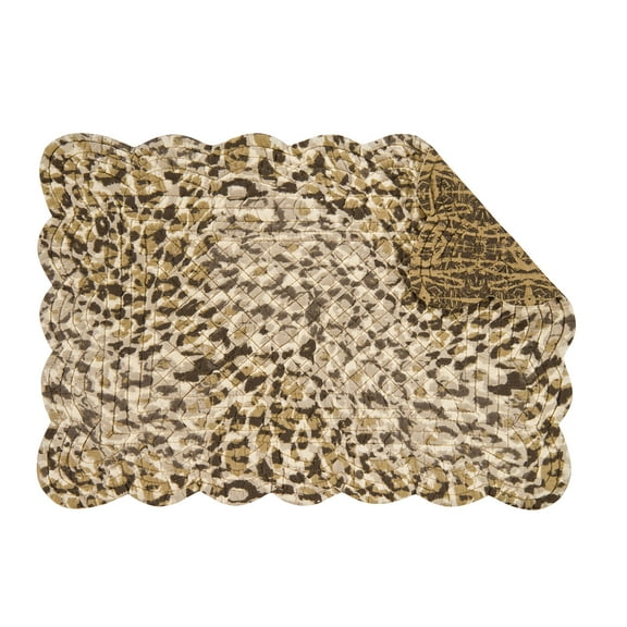 Sabi Sands Single Rectangular Cotton Quilted Reversible Machine Washable Placemat