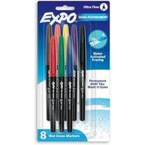 EXPO Vis-a-Vis Wet Erase Markers, Fine Point, Assorted, 8 Count