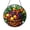 Stained Glass 5.9 Inch, variant on Round Cornucopia Suncatcher, Stained Glass Style Autumn Basket Window Panel with Grapes and Leaves, Fall Decor Gift