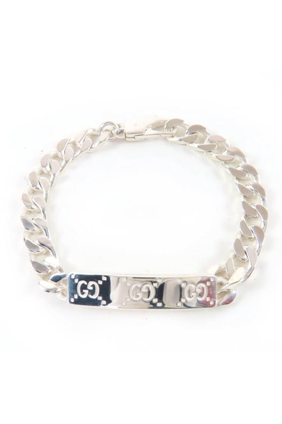 Pre-Owned GUCCI AG925 Signature GG Bracelet Bangle, Silver, Size 16, with Box and Dust Bag,...