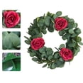 thumbnail image 4 of Plantes Artificielles Vertes 42cm Couronne de Roses Rose Blanc Rouge Plastique Fleurs Réalistes Durables Résistantes aux Intempéries Décoration de Fête pour Porte d'Entrée Mur Intérieur Extérieur Maison Toute l'Année Arrangement Floral, 4 of 6