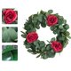 thumbnail image 4 of Corona de plantas artificiales con rosas para puerta de entrada | Decoración de pared para interiores y exteriores de 42 cm, ideal para todo el año | Arreglo floral rosa, blanco y rojo para el hogar, 4 of 6