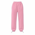 thumbnail image 6 of Women's Jogger Pants, Elastic Waist Solid Casual Pants with Side Pockets, Running Fitness Workout Wear, Womens Joggers | VerBelle,Pink S, 6 of 8