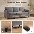 thumbnail image 7 of Hommoo Teddy Velvet 3-Seater Sofa, Upholstered Living Room Couch with Ergonomic Support, Machine-Washable Cushions & Sturdy Rubber Wood Legs, Gray, 7 of 7
