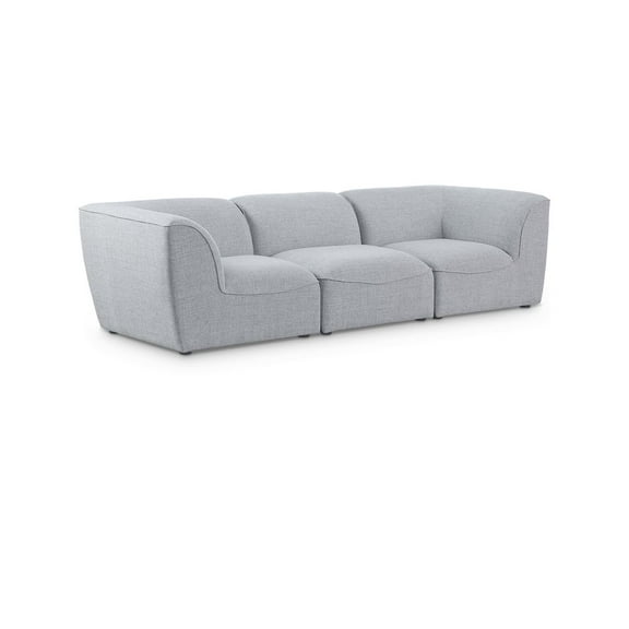 Meridian Furniture Miramar Grey Durable Linen Textured Modular Sofa