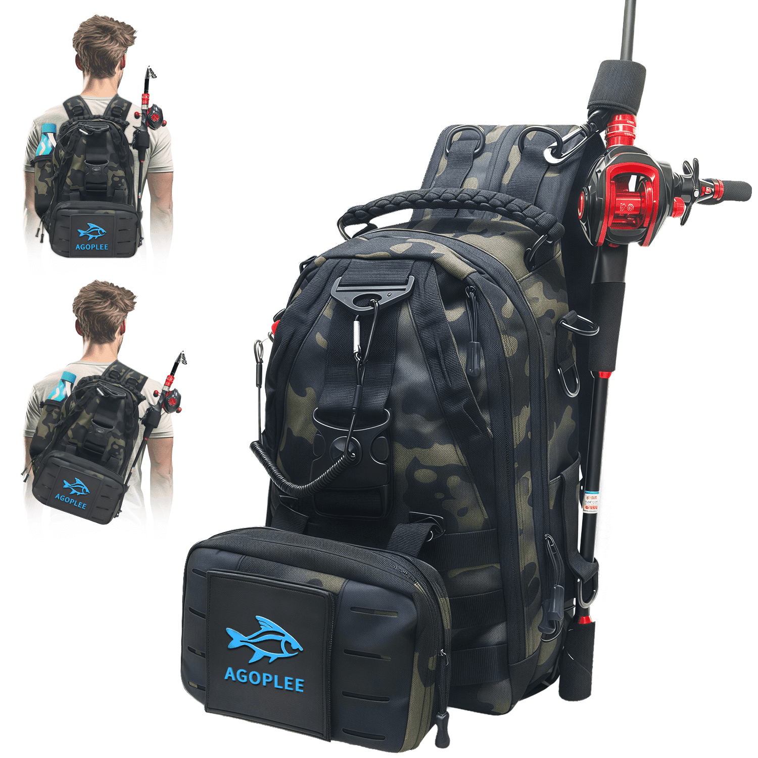 Ghosthorn Fishing Backpack Tackle Sling Bag Nylon Water-Resistant